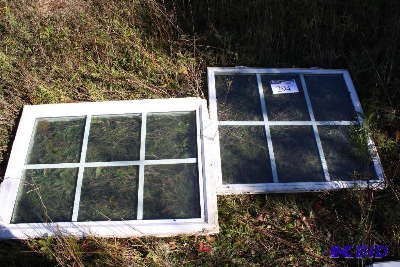 lot 294 image: Lot of (2) Casement Windows White Vinyl Gri...