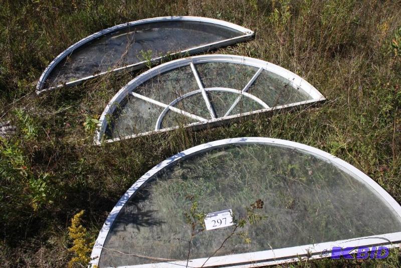 lot 297 image: Lot of (3) Arched Windows Half-Circle White...
