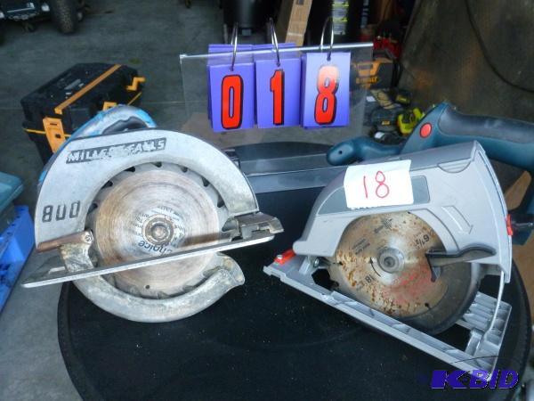lot 18 image: 2 skill saws. 1 24 volt bosch with no battery...