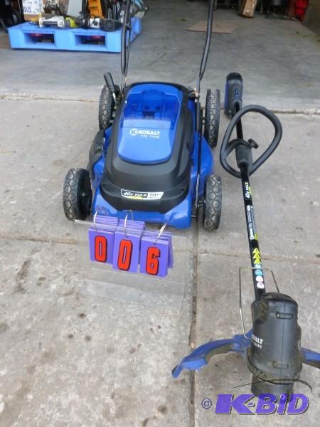 lot 6 image: Kobalt 40 volt lithium ion cordless lawn mowe...