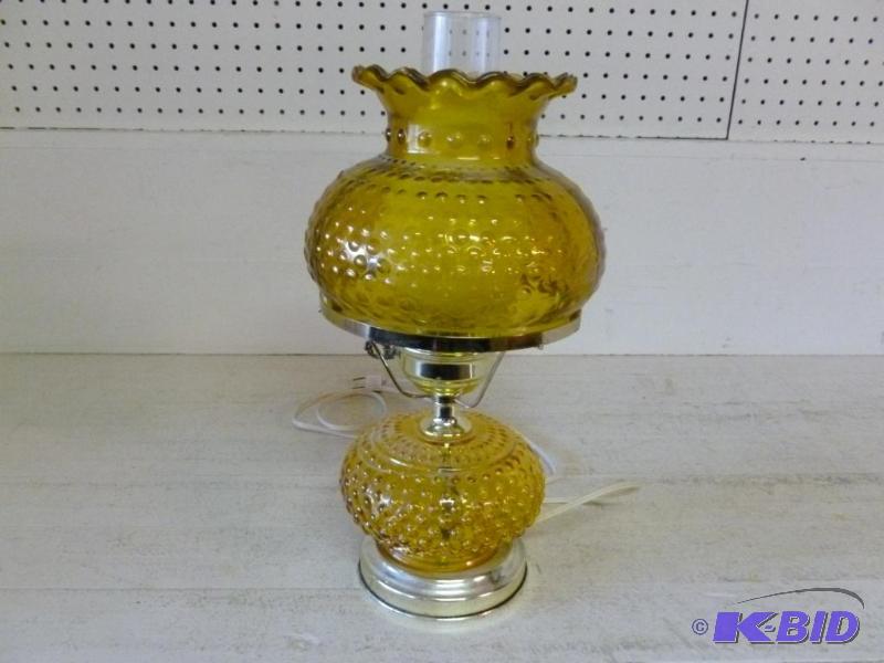 lot 31 image: Beautiful brass bodied and hobnail glass with...