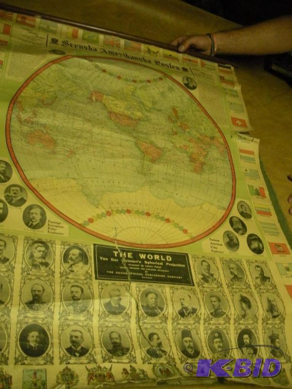 lot 003 image: School Map of the World and Animal Biology (Swedish and American (English))