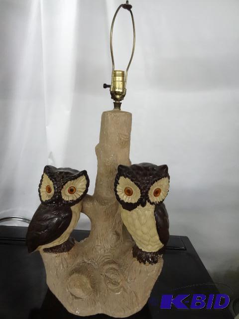 60s retro owl lamp with a charming pair perc...