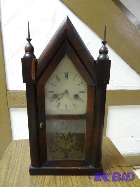 Spire clock. 8 day. 30 hour mahogany case. Se...