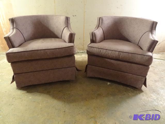 Pair of lavender occasional chairs. Purple pi...