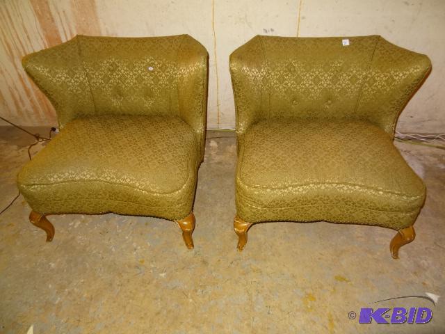 Pair of french provincial slipper chairs circ...