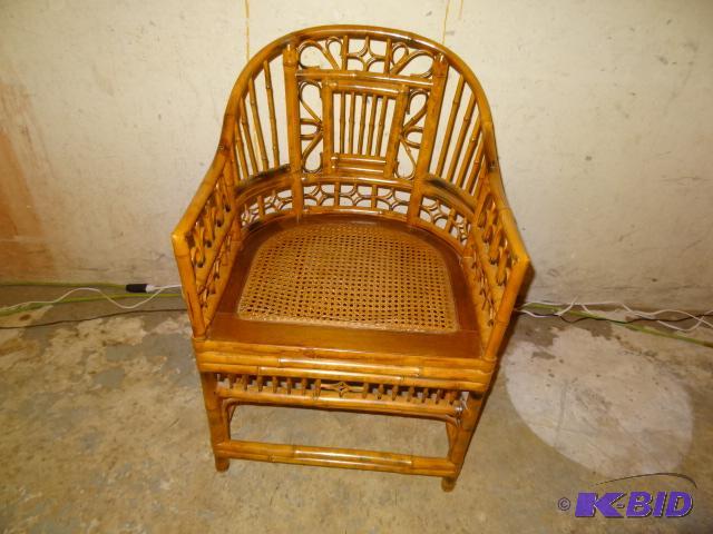 Rattan Chippendale chair. Wih caned seat. As ...