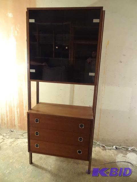 Walnut free standing wall unit display hutch ...