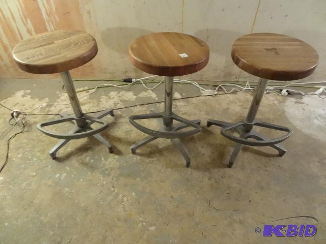 3 industrial counter height stools with solid...