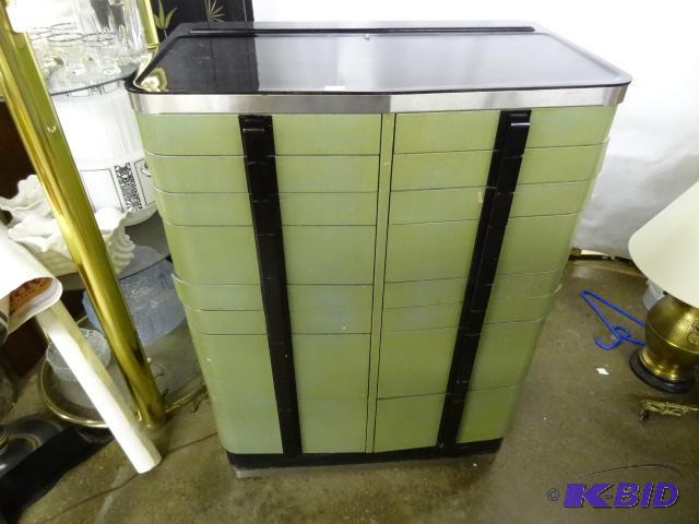Deco style dental cabinet. Black enamled top ...