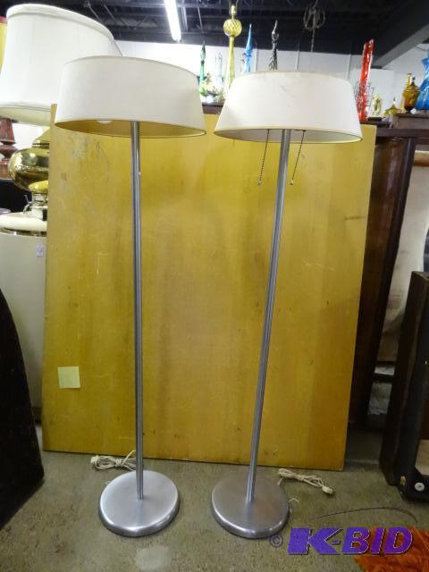 Pair of Nessen floor lamps with shade. Double...