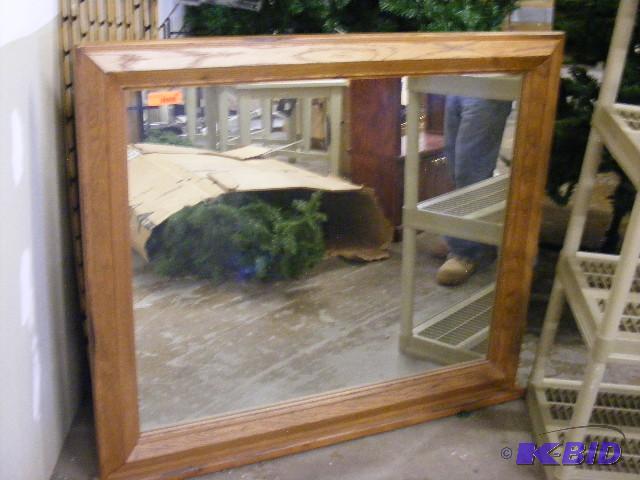 Mirror, approx 48 x 43 wooden frame...