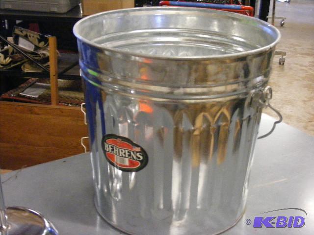 Metal Garbage can, no lid. 15 tall, 15.5 ...