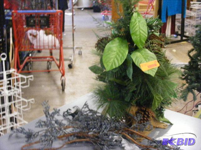 lighted artificial greens tree and swags...