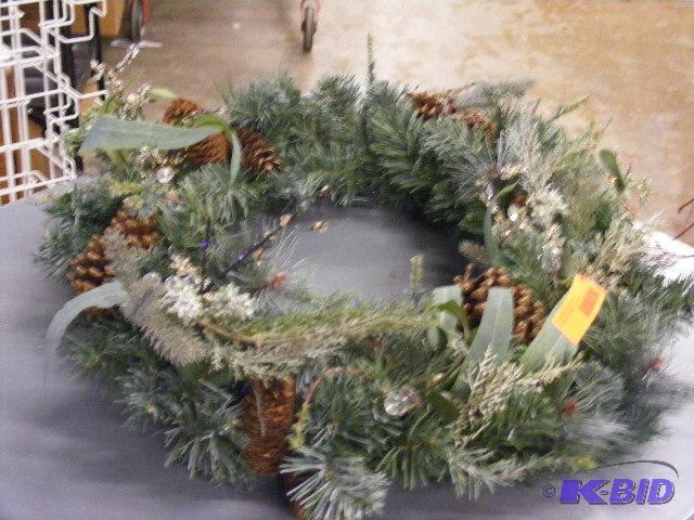 two holiday wreaths, approx 20 one with eve...