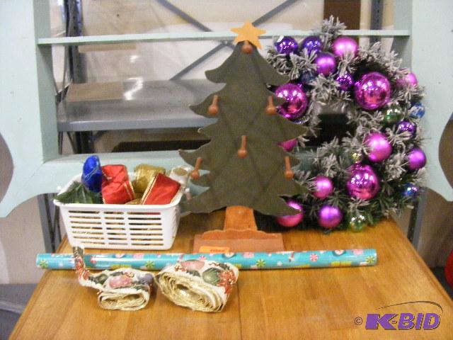 Holiday Decor Items, wrapping paper, ribbon, ...
