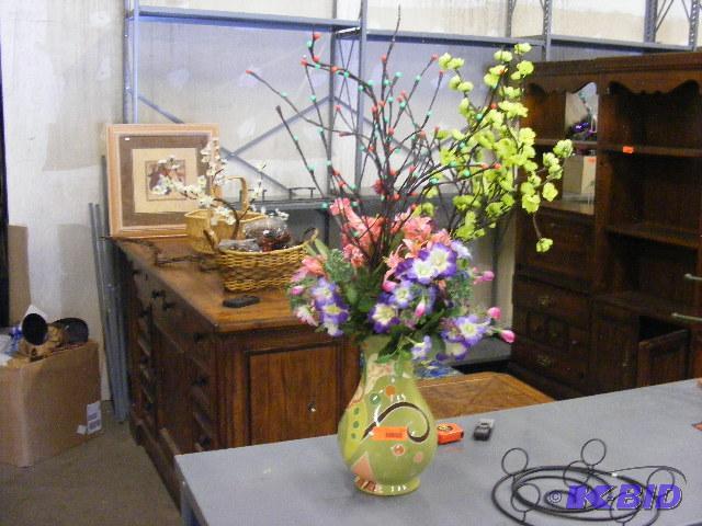 Vase with artificial lighted flowers...