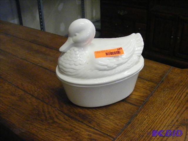 Glass Duck container...