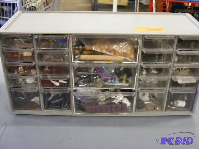 23 drawer organizer, full of misc furniture r...