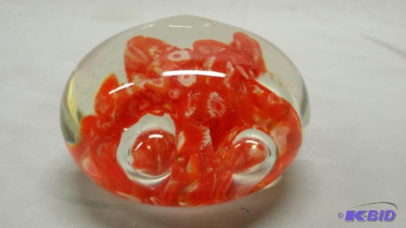 Blown glass paper weight in great shape size ...