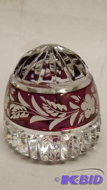 Cut glass possible crystal paper weight about...