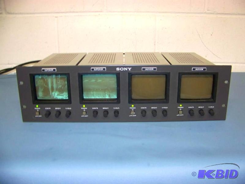 lot 100 image: (4) Sony, 4 Quad Mount, Black and White Monitors