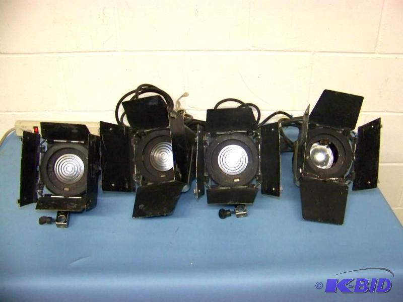 lot 34 image: (4) QuartzColor, StudioFloodSpot Lights with Barn DoorsDimmer Flaps