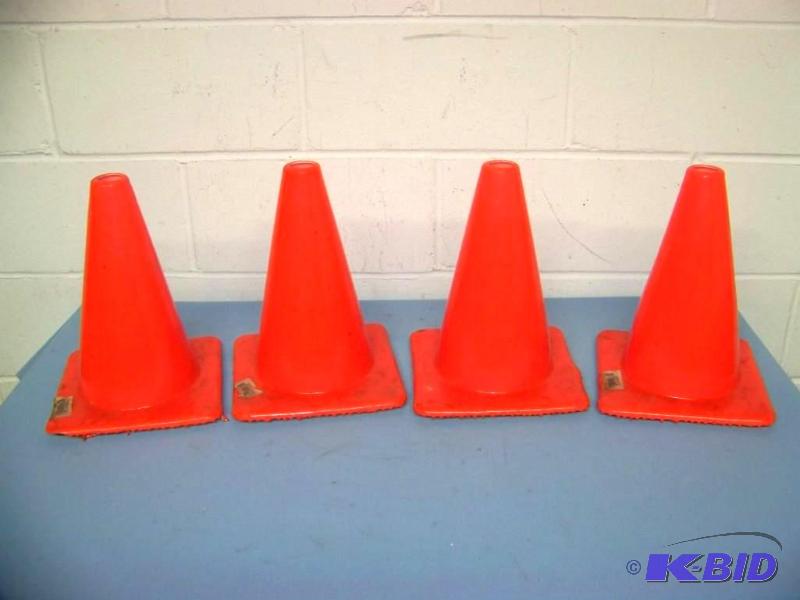 lot 27 image: (4) Heavy Duty, Rubber, Orange Cones