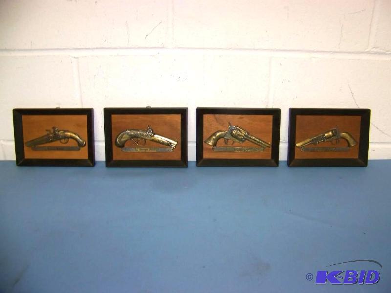 lot 46 image: (4) Gun Motif, Raised Metal, Art Pieces