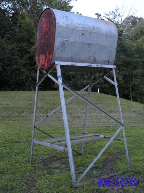 lot 14 image: 500 gallon tank with steel stand, stand measu...