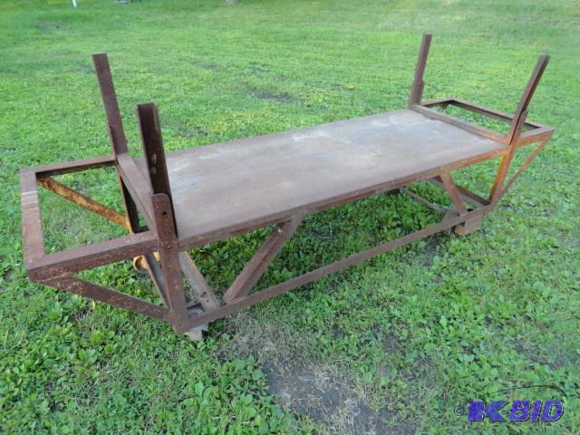 lot 15 image: Steel yard cart, 100" long, 28" wid...