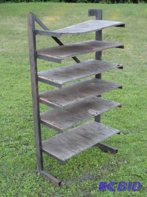 lot 18 image: Steel frame shelf unit, 6 shelves 11" sp...