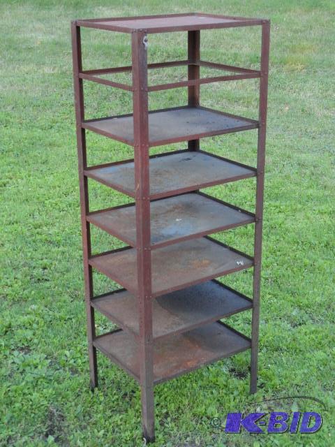 lot 19 image: Heavy all-steel shelf unit, 8 removable shelv...