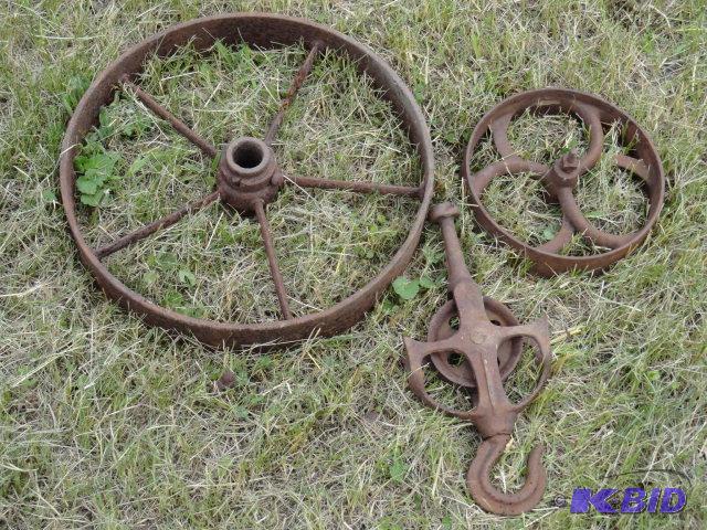 lot 30 image: Steel wheelbarrow wheel 14 12", 8"...