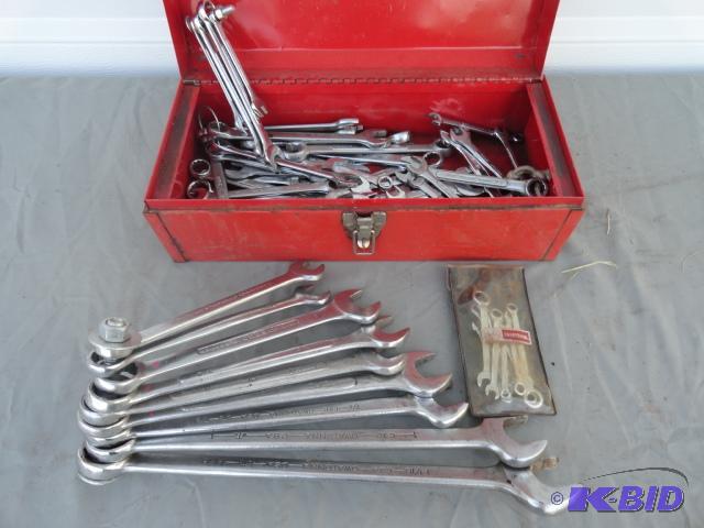 lot 63 image: Tool box full of Standard wrenches in many si...