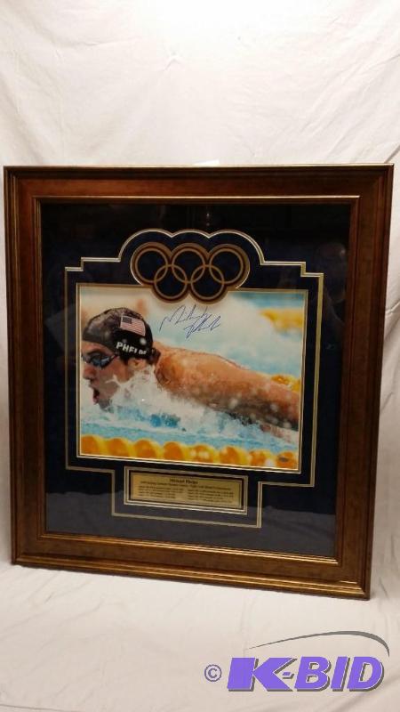 Signed and framed Michael Phelps 2008 Beijing...