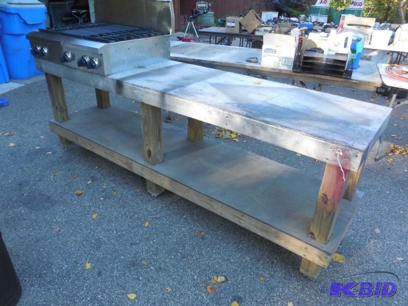 lot 10 image: 96" x 24" x 33" Wood rolling t...