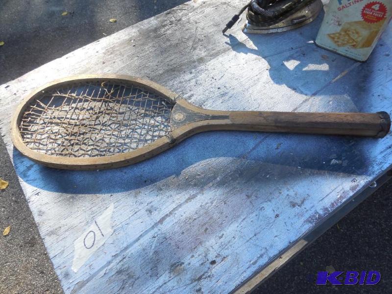 lot 29 image: old Spalding tennis racket...