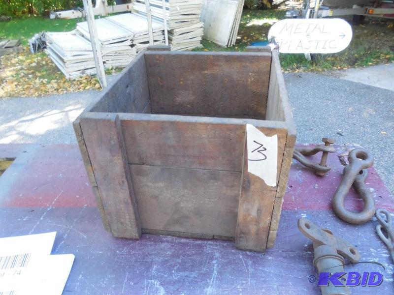 lot 73 image: Old Wood box and&nbspmisc hardware...