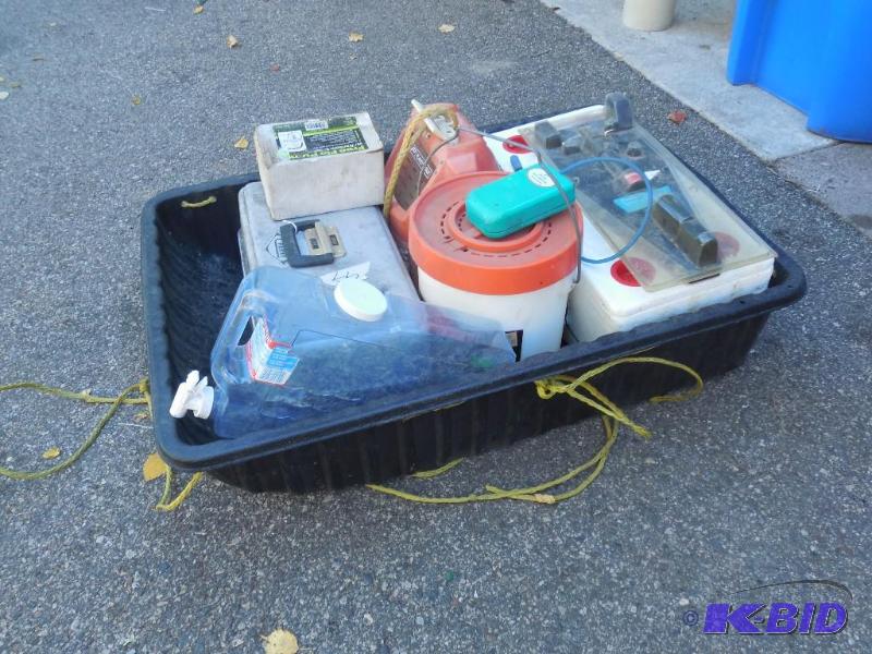 lot 99 image: Fishing Gear, spooler, worm bed, bait buckets...