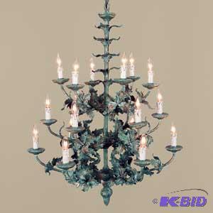 lot 16 image: Green Metal Leaf Chandelier