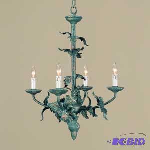 lot 4 image: Green Metal Leaf Chandelier