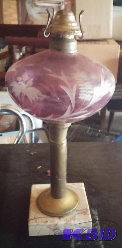 Turn of the Century Marble Based Oil Lamp...