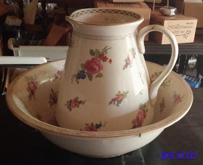 Vintage Wash Basin with Pitcher-No Chips...