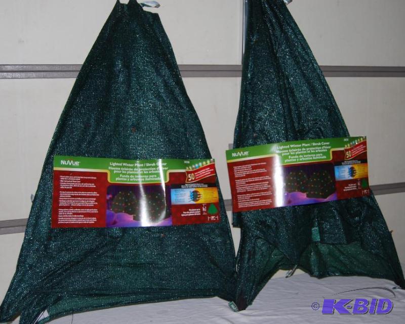 lot 60 image: Pair of 28" Lighted Shrub Covers, look n...