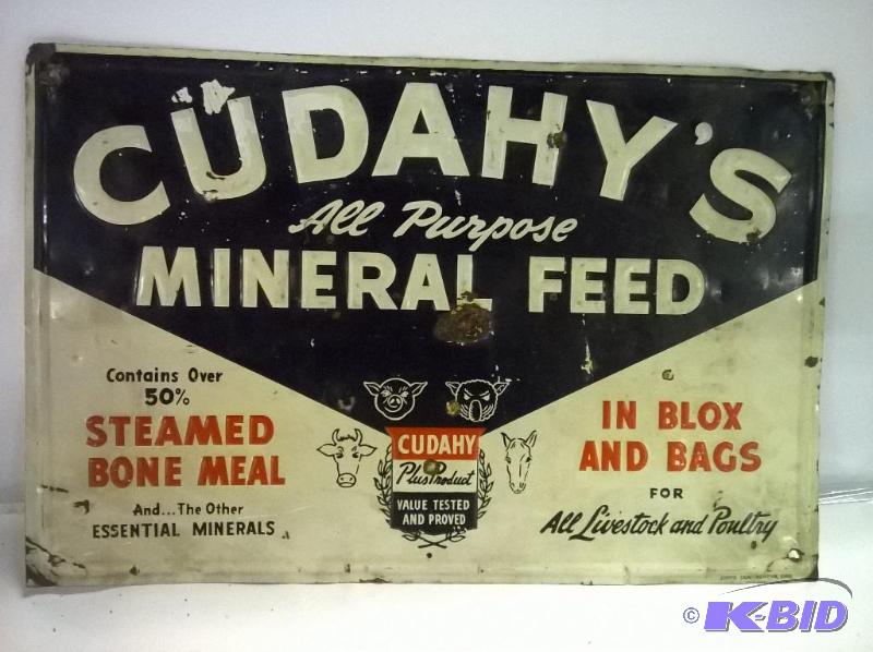 lot 14 image: Cudahys Mineral Feed Metal Sign