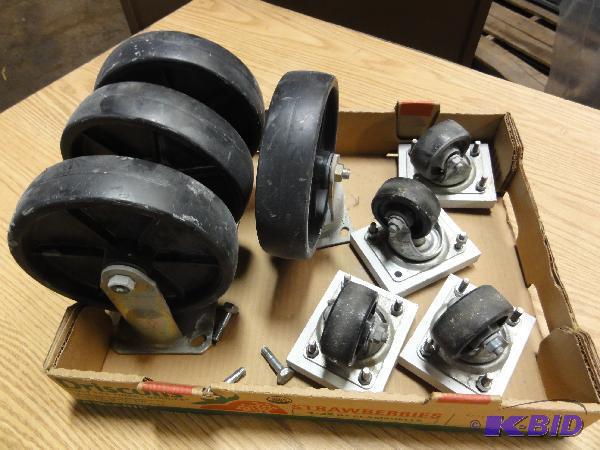 lot 5025 image: (8) Assorted Casters, some swivel, 3" an...