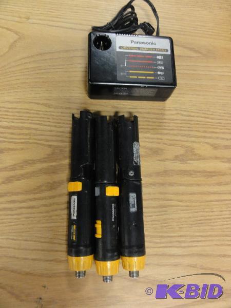 lot 5033 image: (3) Panasonic EY6223 Screwdrivers and (1) Cha...