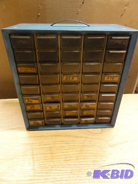 lot 5232 image: Akro Mills 45-drawer parts bin, metal constru...