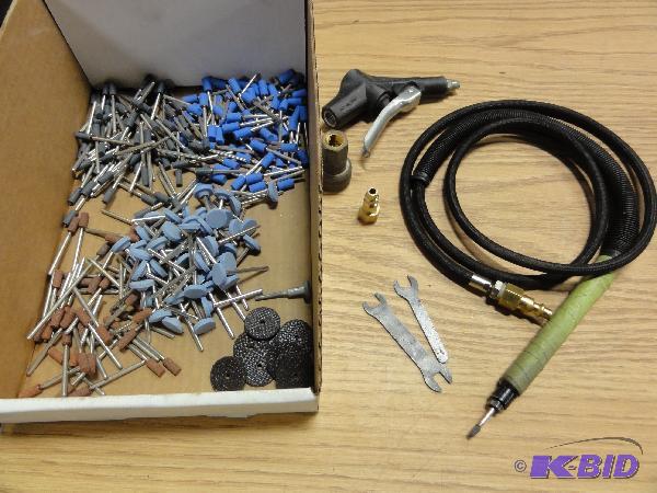 lot 5256 image: Pneumatic Die Grinder With Assorted Abrasives...